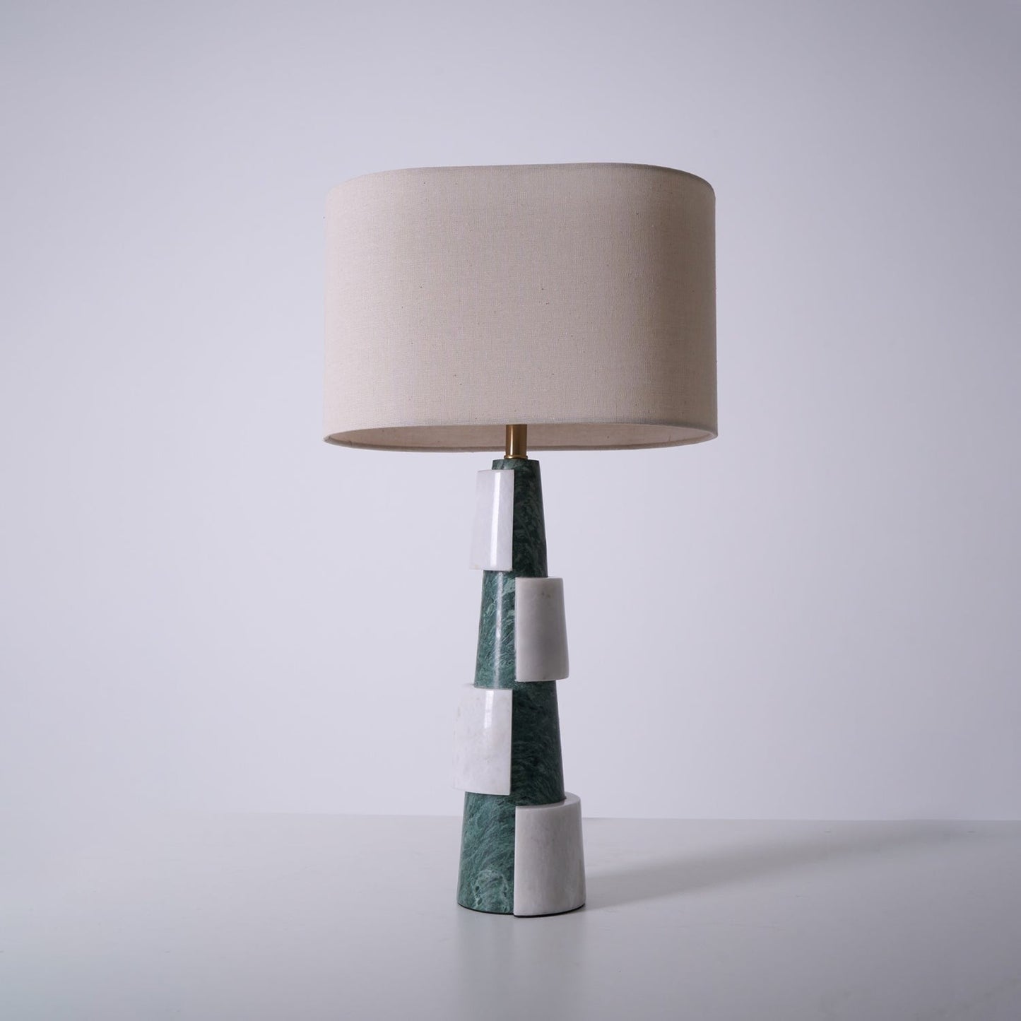 Solid Marble Base Table Lamp with Fabric Shade