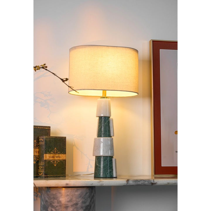 Solid Marble Base Table Lamp with Fabric Shade