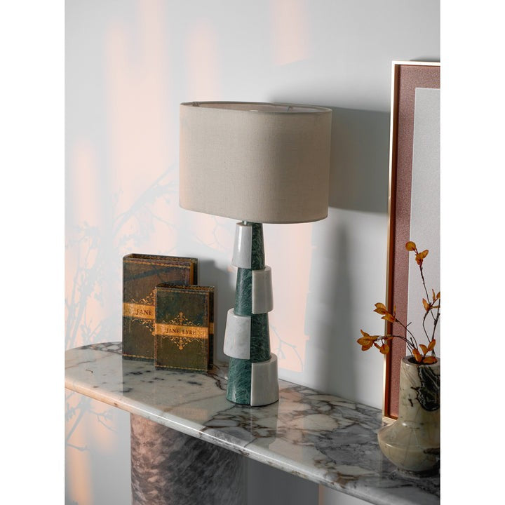 Solid Marble Base Table Lamp with Fabric Shade