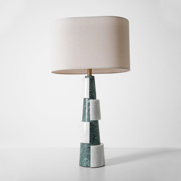 Solid Marble Base Table Lamp with Fabric Shade