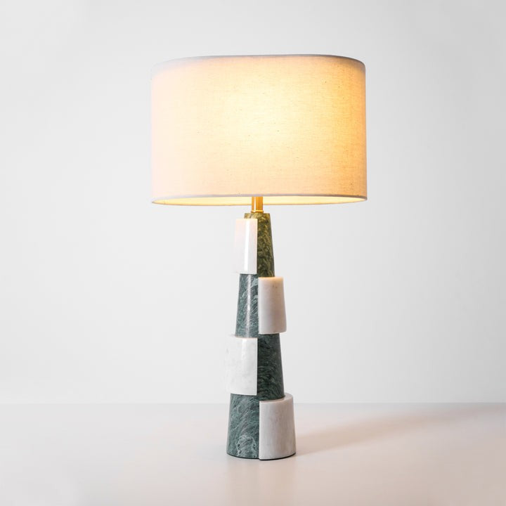 Solid Marble Base Table Lamp with Fabric Shade