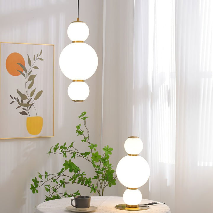 Stacked Double Glass Globe Pendant Light