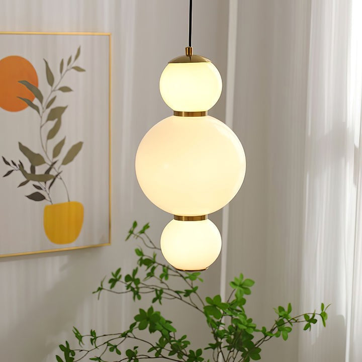 Stacked Double Glass Globe Pendant Light
