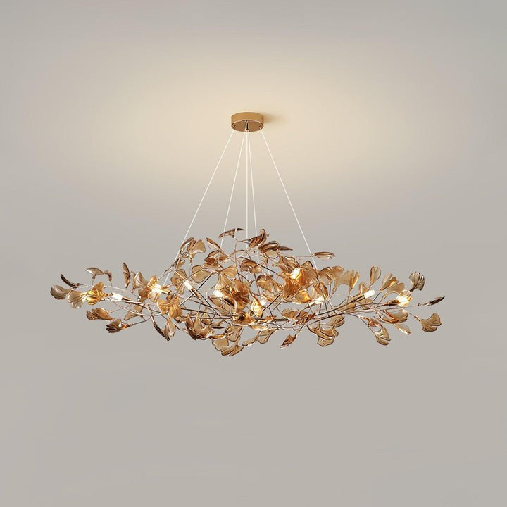 Teal Ginkgo Leaf Acrylic Chandelier