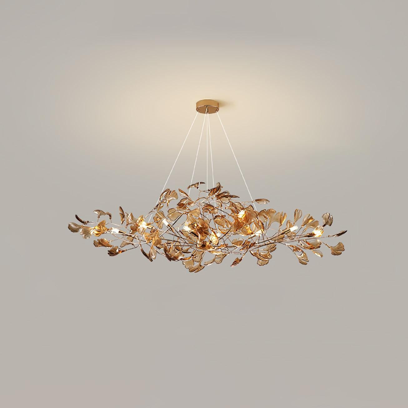 Teal Ginkgo Leaf Acrylic Chandelier
