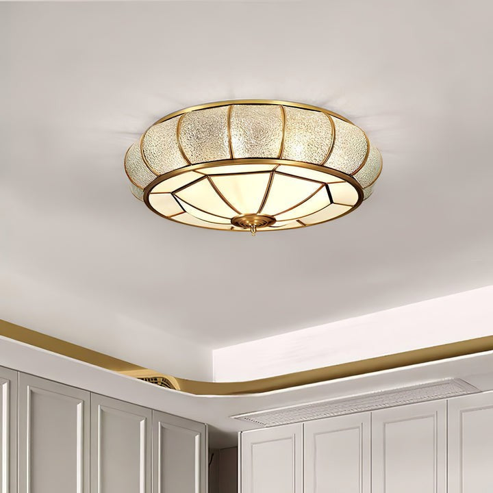 Textured Flush-Mount Glass Ceiling Light