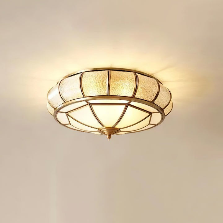 Textured Flush-Mount Glass Ceiling Light