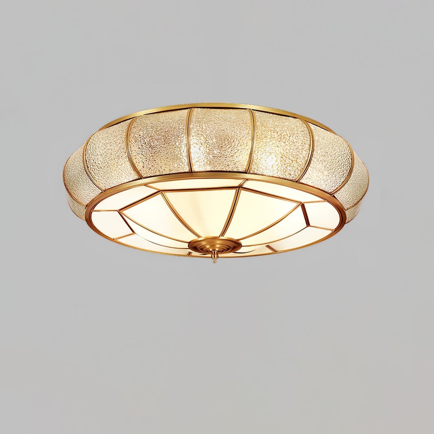 Textured Flush-Mount Glass Ceiling Light
