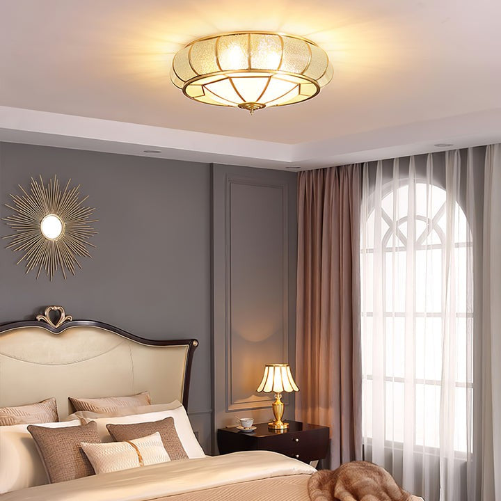 Textured Flush-Mount Glass Ceiling Light