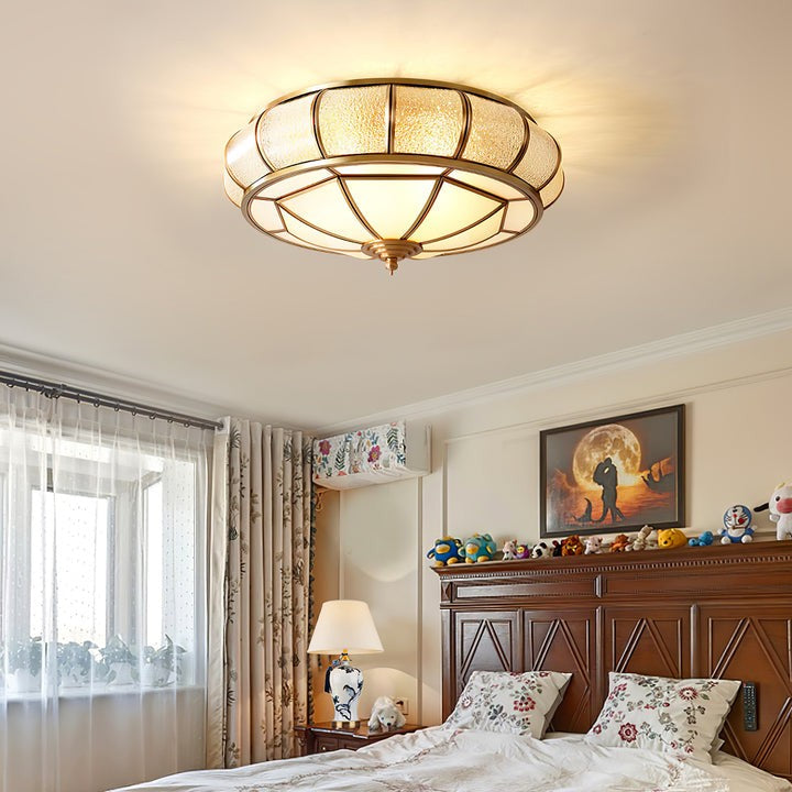 Textured Flush-Mount Glass Ceiling Light