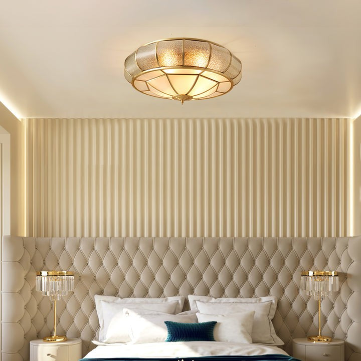 Textured Flush-Mount Glass Ceiling Light