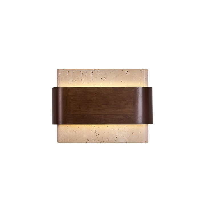 Travertine LED Wall Sconce with Walnut Accents