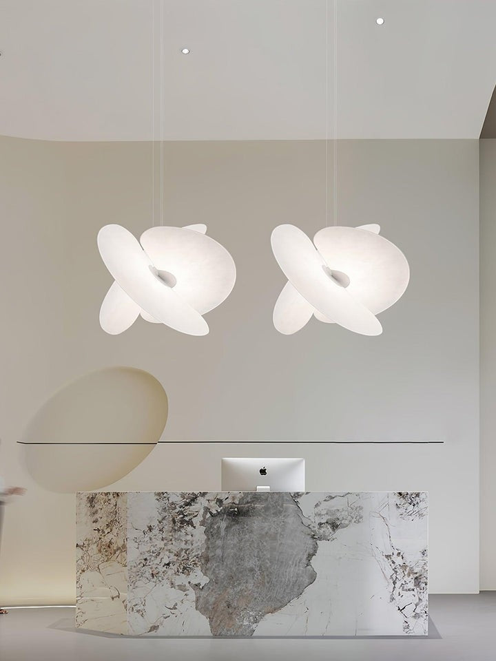 Triple-Fan Rice Paper Pendant Light