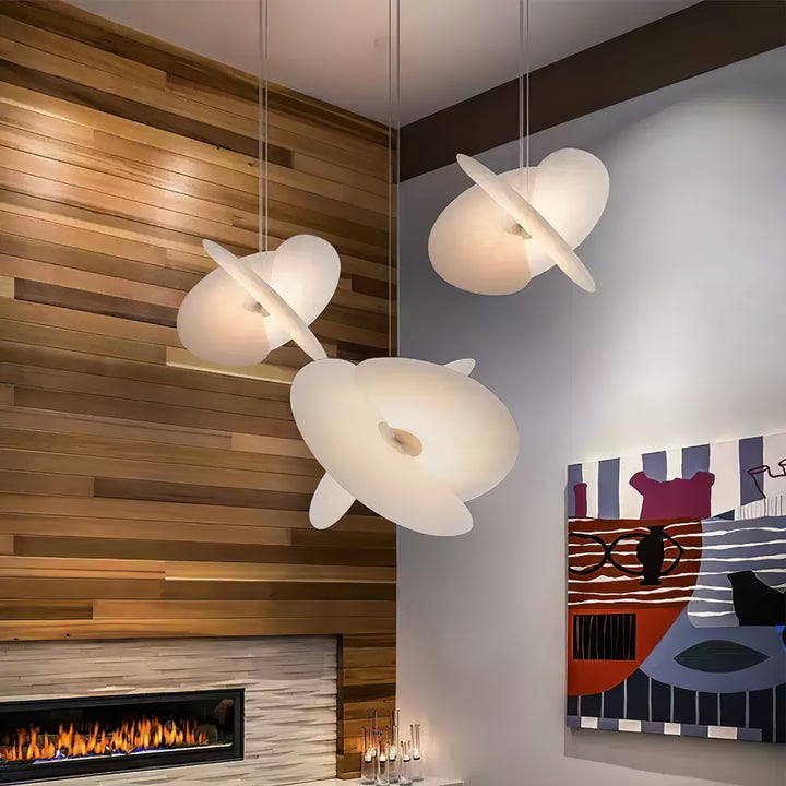 Triple-Fan Rice Paper Pendant Light