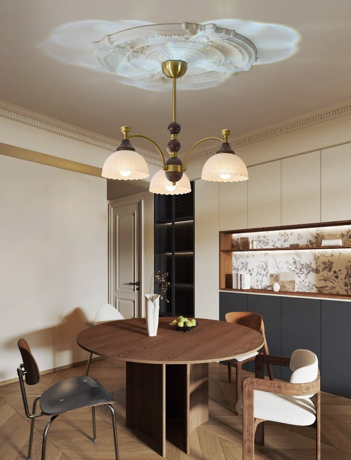 Vintage Brass & Wood Chandelier - Iron Frame 3/5/8 Light