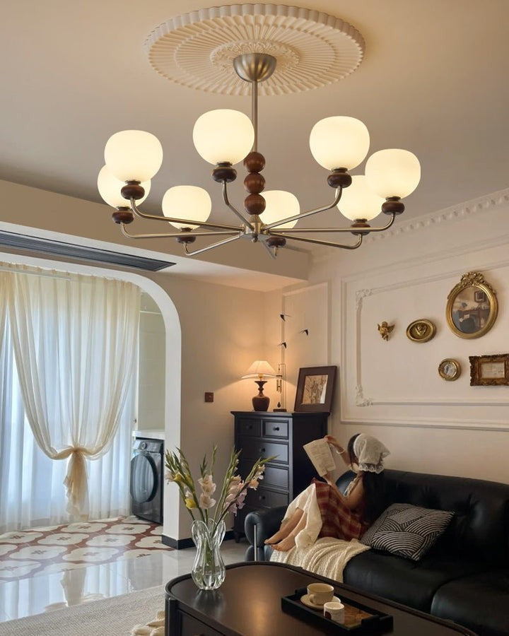 Walnut Orb Modern Ceiling Chandelier