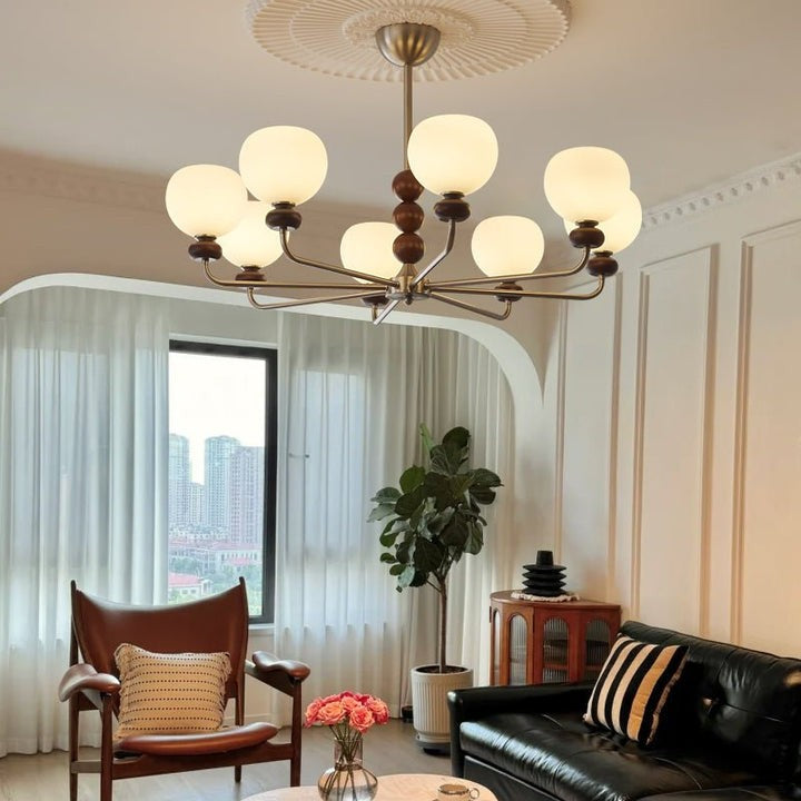 Walnut Orb Modern Ceiling Chandelier