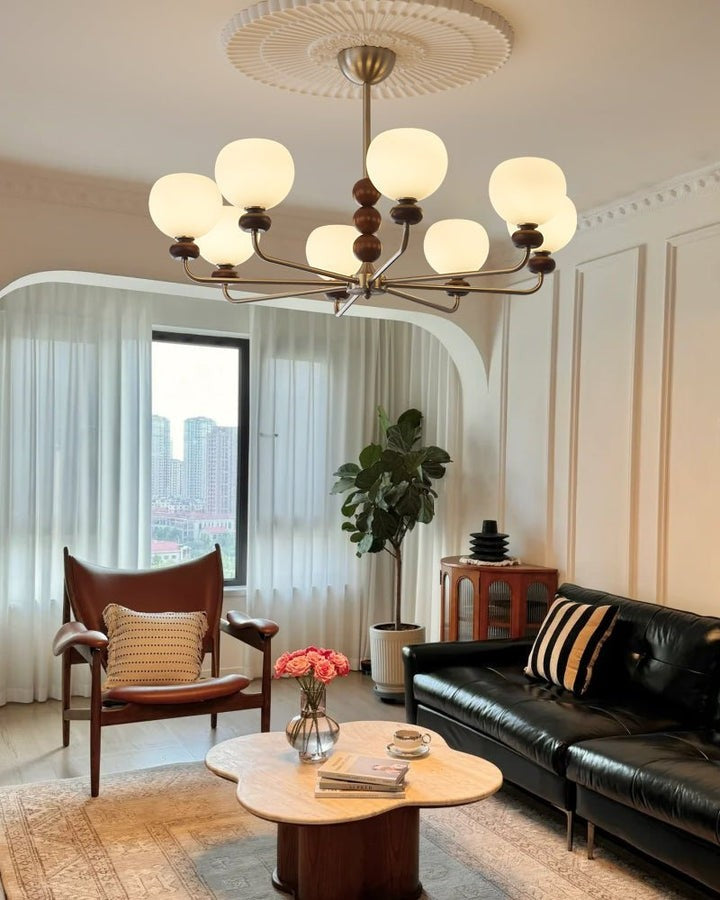 Walnut Orb Modern Ceiling Chandelier