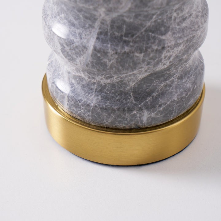 Wave-Textured Marble Table Lamp with Brass Accent