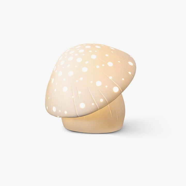 White Ceramic Mushroom LED Table Lamp