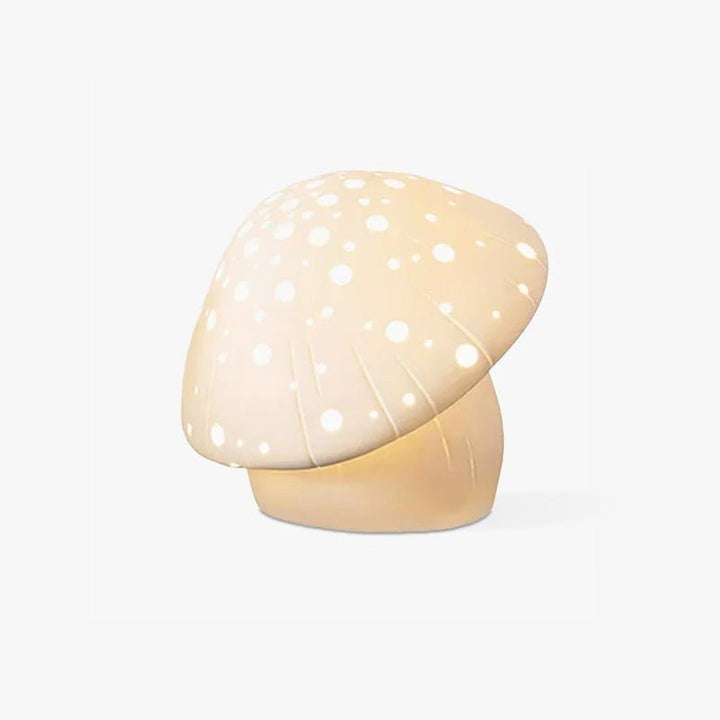 White Ceramic Mushroom LED Table Lamp