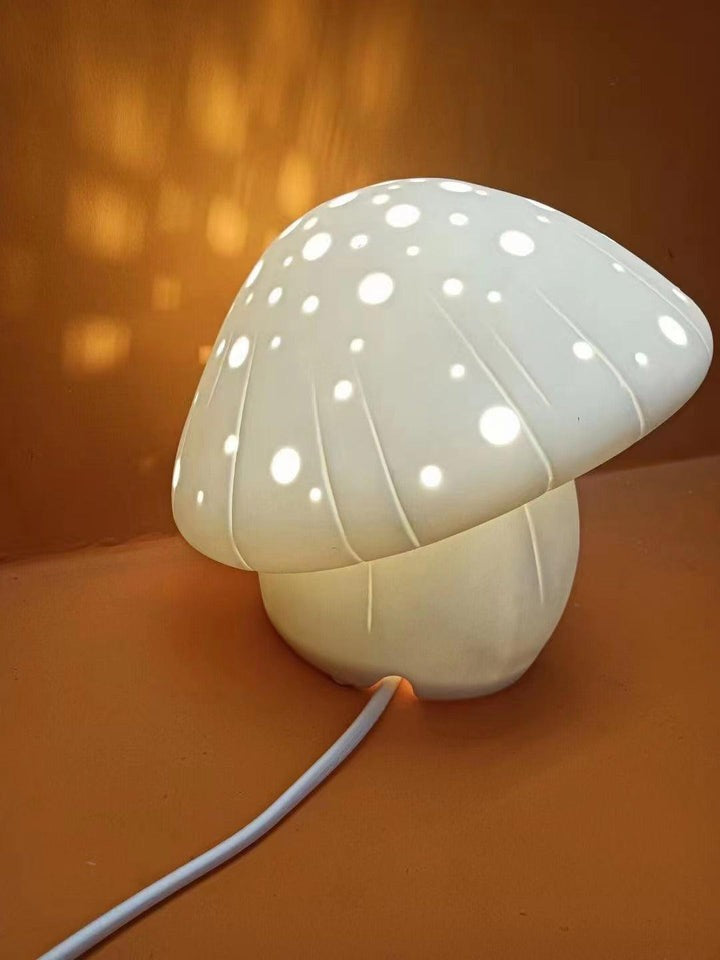 White Ceramic Mushroom LED Table Lamp
