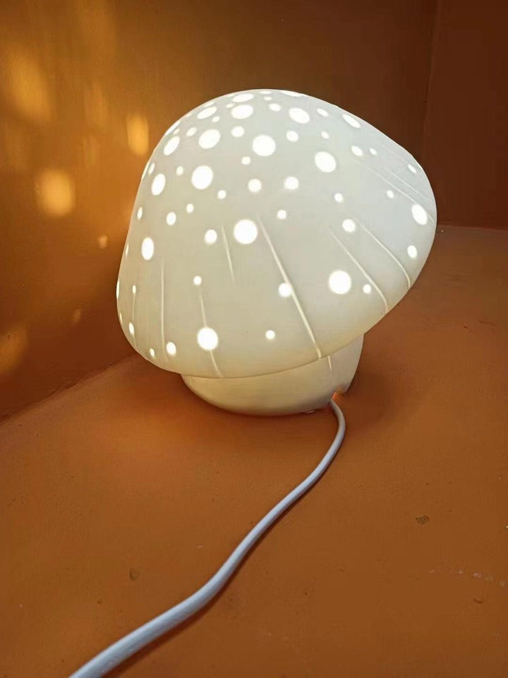 White Ceramic Mushroom LED Table Lamp