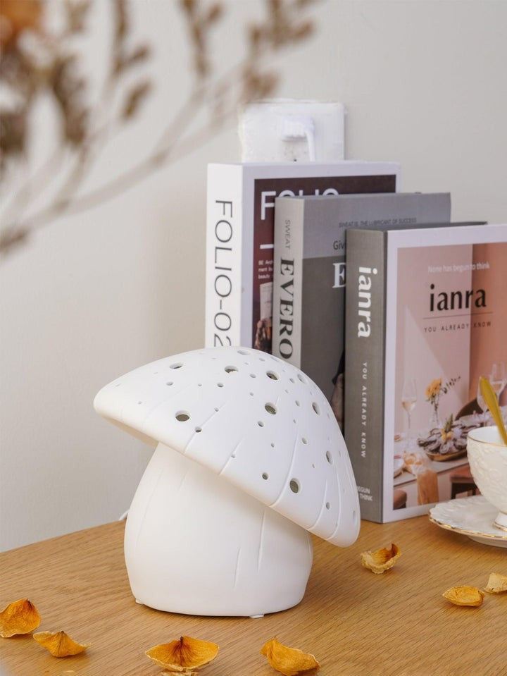 White Ceramic Mushroom LED Table Lamp