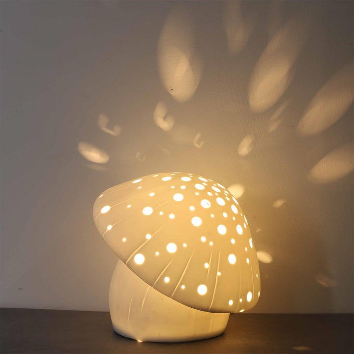 White Ceramic Mushroom LED Table Lamp