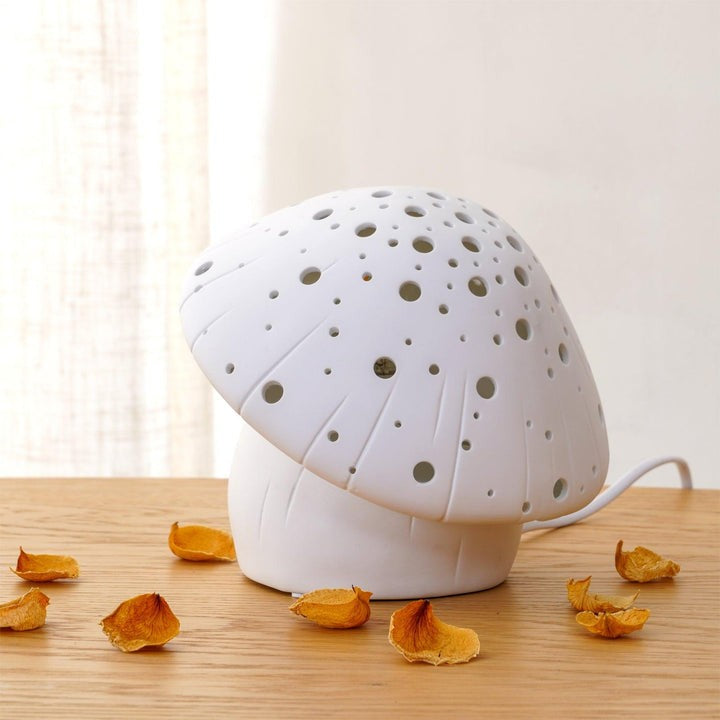 White Ceramic Mushroom LED Table Lamp