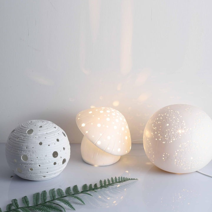 White Ceramic Mushroom LED Table Lamp