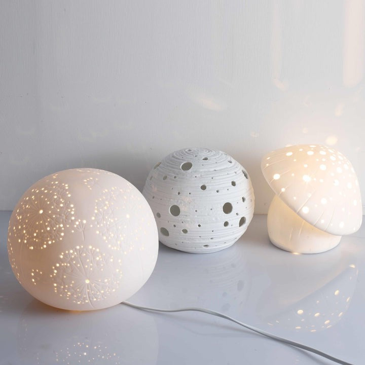 White Ceramic Mushroom LED Table Lamp