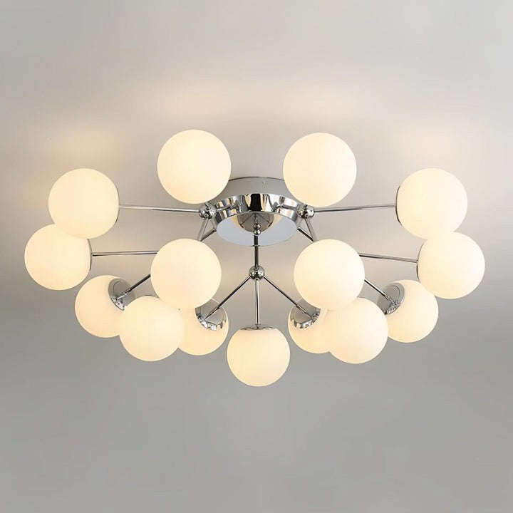 White Glass Orb Cluster Ceiling Light Fixture
