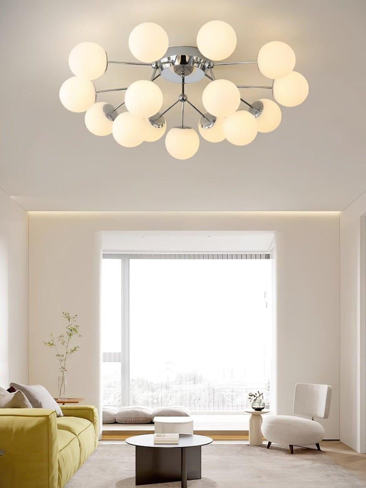 White Glass Orb Cluster Ceiling Light Fixture