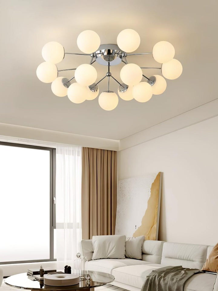 White Glass Orb Cluster Ceiling Light Fixture