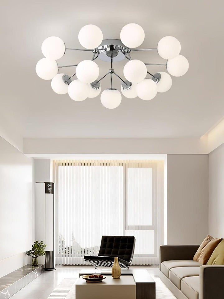 White Glass Orb Cluster Ceiling Light Fixture