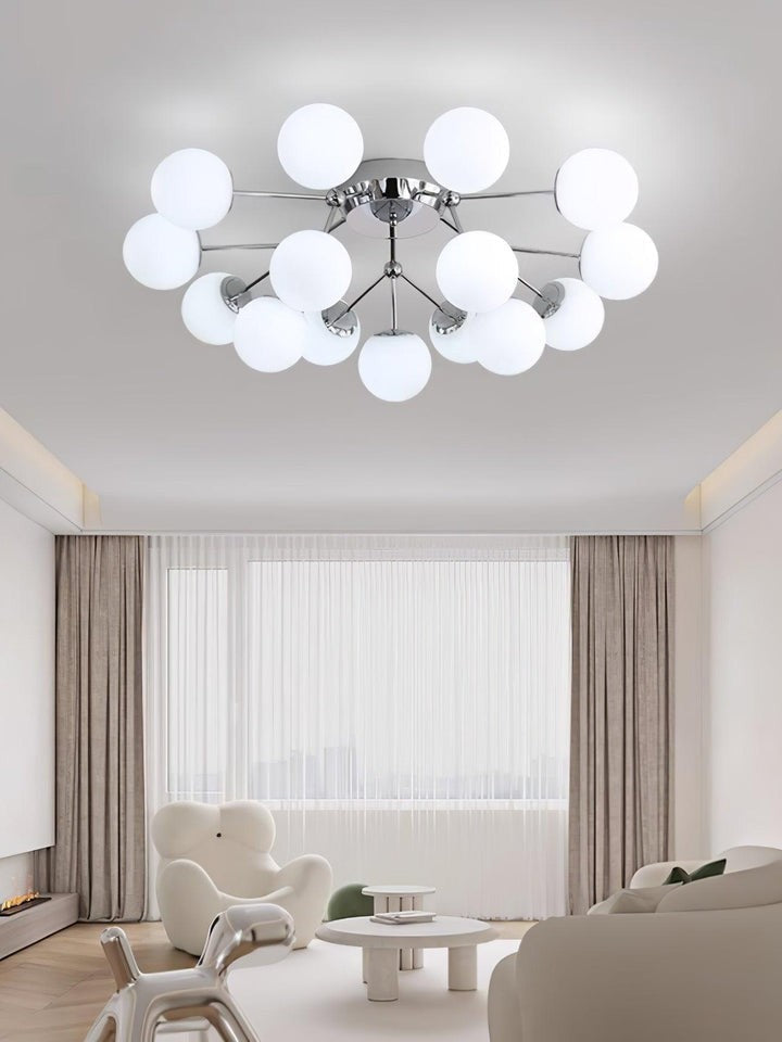 White Glass Orb Cluster Ceiling Light Fixture