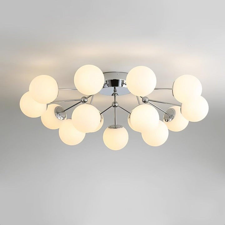 White Glass Orb Cluster Ceiling Light Fixture