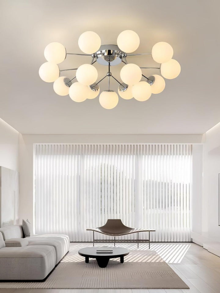 White Glass Orb Cluster Ceiling Light Fixture