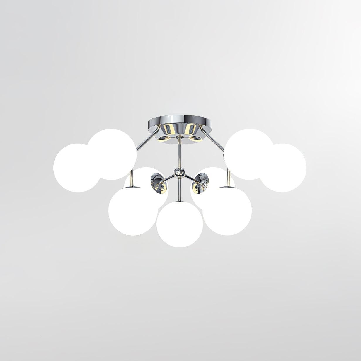 White Glass Orb Cluster Ceiling Light Fixture