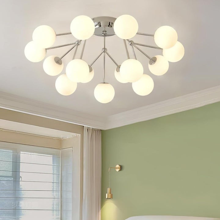 White Glass Orb Cluster Ceiling Light Fixture