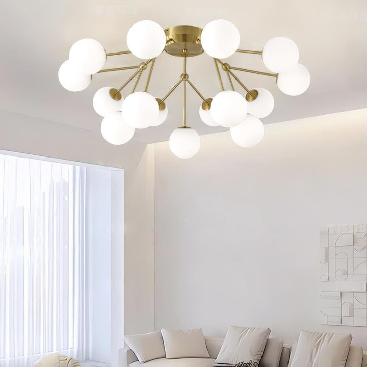 White Glass Orb Cluster Ceiling Light Fixture