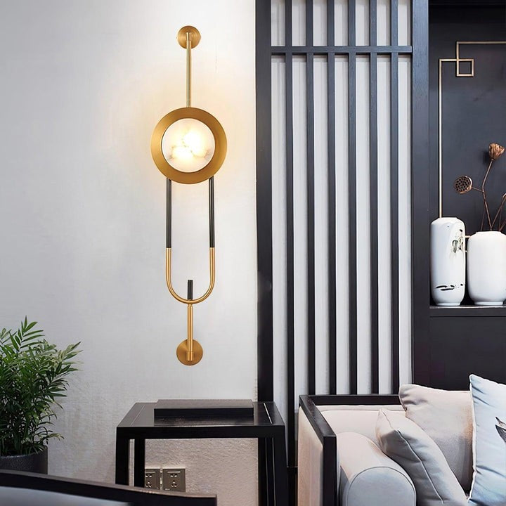 White Marble Circular Wall Sconce with Integrated LED