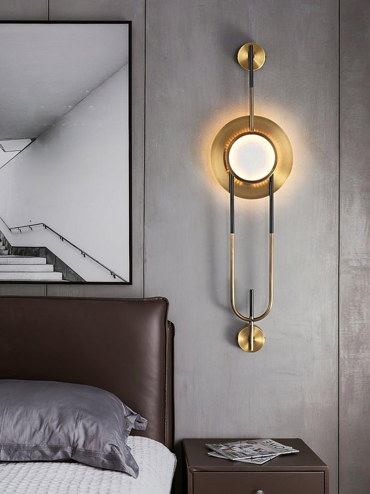 White Marble Circular Wall Sconce with Integrated LED