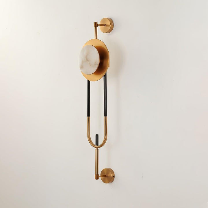 White Marble Circular Wall Sconce with Integrated LED
