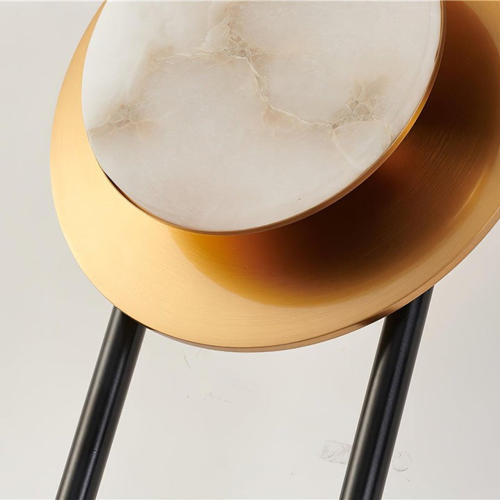 White Marble Circular Wall Sconce with Integrated LED