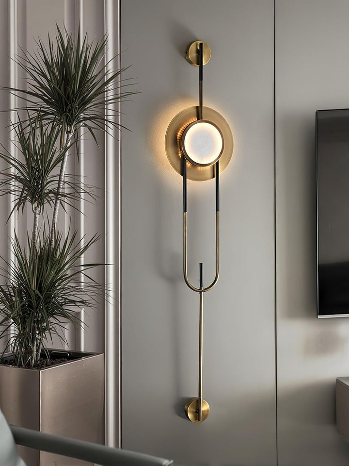 White Marble Circular Wall Sconce with Integrated LED