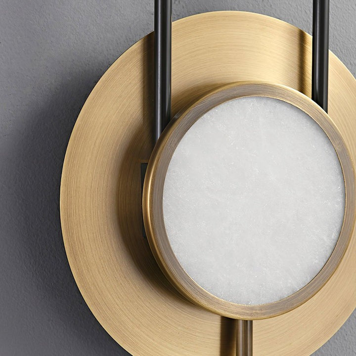 White Marble Circular Wall Sconce with Integrated LED