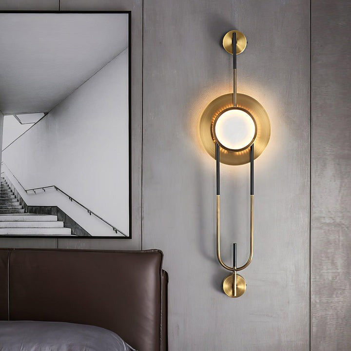 White Marble Circular Wall Sconce with Integrated LED