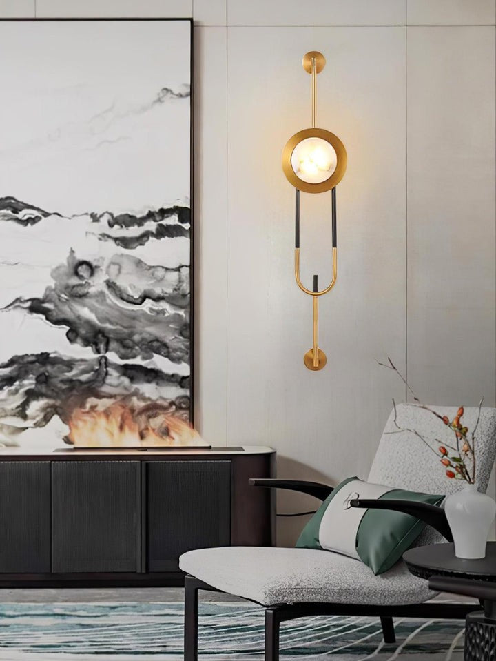White Marble Circular Wall Sconce with Integrated LED